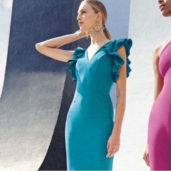 CHIARA BONI V-Neck Knee-Length Dress Size: Small Sz 42 - Picture 3 of 16